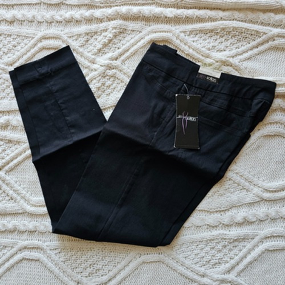 New SlimSation Multiples Women Pull On Tummy Control Narrow Leg Pants BLACK Sz 4